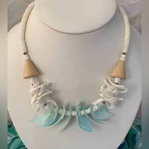 Vintage White and Blue Shell Necklace